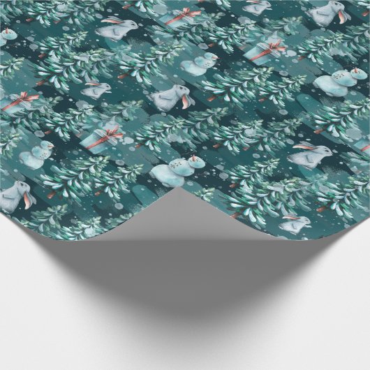 kerstbomen en snoewmanpapier cadeaupapier (Hoek)