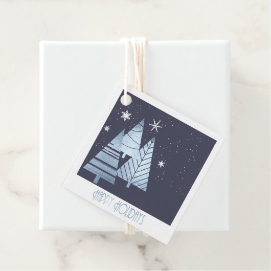 Kerstbomen en Snowflakes Blue ID863 Bedankjes Labels (In situ)