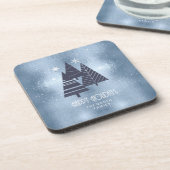 Kerstbomen en Snowflakes Blue ID863 Bier Onderzetter (Linkerzijde)