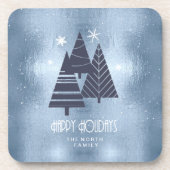 Kerstbomen en Snowflakes Blue ID863 Bier Onderzetter (Voorkant)