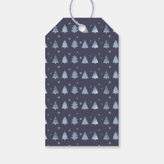 Kerstbomen en Snowflakes Blue ID863 Cadeaulabel (Achterkant)