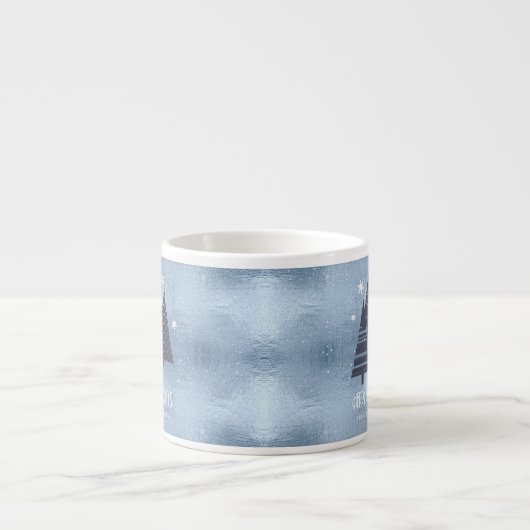 Kerstbomen en Snowflakes Blue ID863 Espresso Kop (Voorkant)