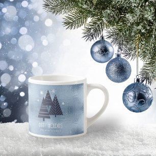 Kerstbomen en Snowflakes Blue ID863 Espresso Kop