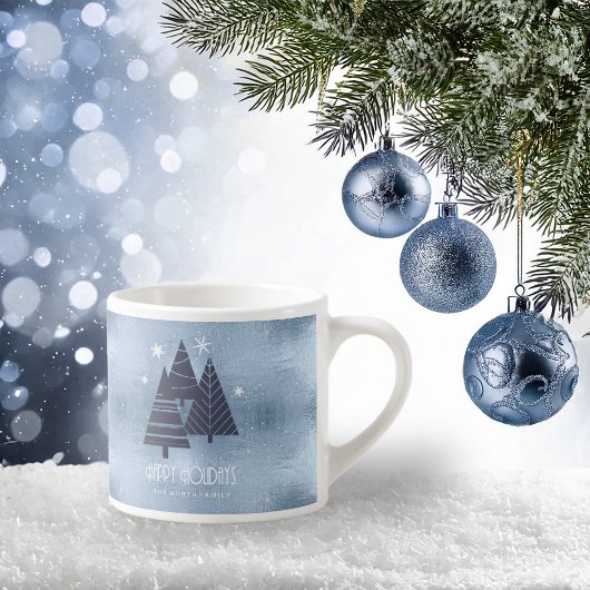 Kerstbomen en Snowflakes Blue ID863 Espresso Kop