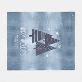 Kerstbomen en Snowflakes Blue ID863 Fleece Deken (Voorkant (Horizontaal))