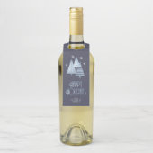 Kerstbomen en Snowflakes Blue ID863 Flessenhanger (Op fles)