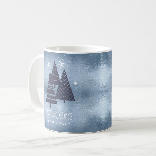 Kerstbomen en Snowflakes Blue ID863 Koffiemok (Voorkant links)
