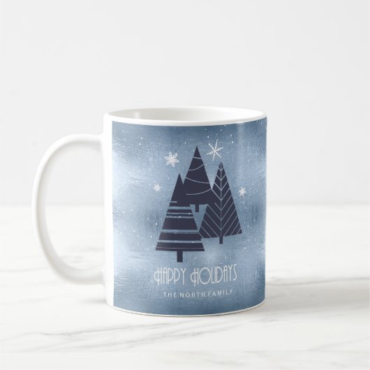 Kerstbomen en Snowflakes Blue ID863 Koffiemok (Links)