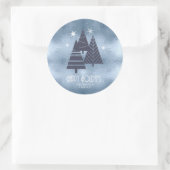 Kerstbomen en Snowflakes Blue ID863 Ronde Sticker (Tas)