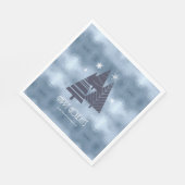 Kerstbomen en Snowflakes Blue ID863 Servet (Hoek)