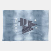 Kerstbomen en Snowflakes Blue ID863 Theedoek (Horizontaal)