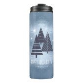 Kerstbomen en Snowflakes Blue ID863 Thermosbeker (Voorkant)