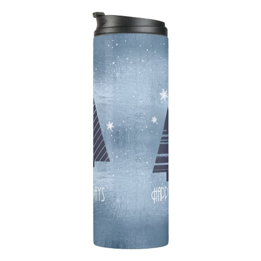 Kerstbomen en Snowflakes Blue ID863 Thermosbeker (Geroteerd rechts)