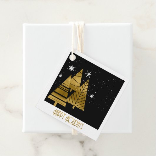 kerstbomen en Snowflakes Gold ID863 Bedankjes Labels (In situ)