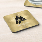 kerstbomen en Snowflakes Gold ID863 Bier Onderzetter (Linkerzijde)