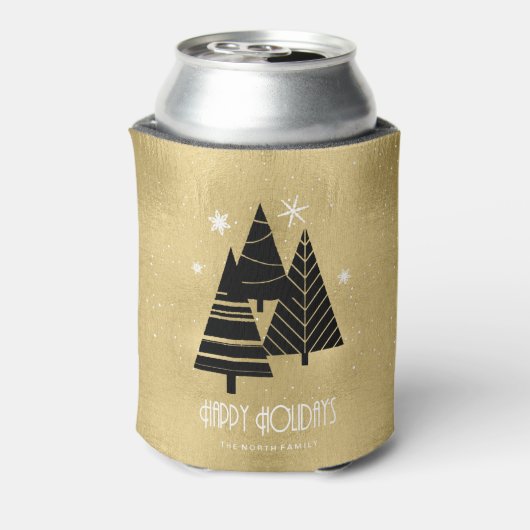 kerstbomen en Snowflakes Gold ID863 Blikjeskoeler (Blikje Achterkant)