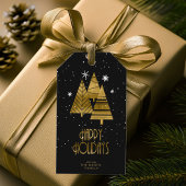 kerstbomen en Snowflakes Gold ID863 Cadeaulabel