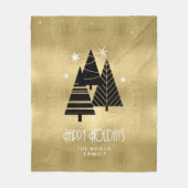 kerstbomen en Snowflakes Gold ID863 Fleece Deken (Voorkant)