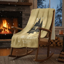 kerstbomen en Snowflakes Gold ID863 Fleece Deken