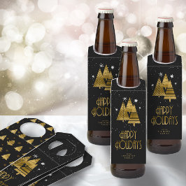 kerstbomen en Snowflakes Gold ID863 Flessenhanger