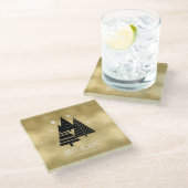 kerstbomen en Snowflakes Gold ID863 Glazen Onderzetter (Schuin)