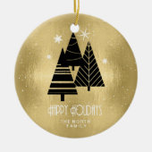 kerstbomen en Snowflakes Gold ID863 Keramisch Ornament (Voorkant)