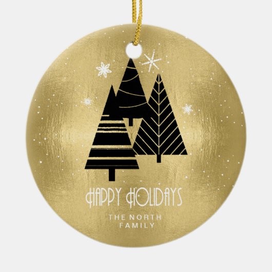 kerstbomen en Snowflakes Gold ID863 Keramisch Ornament (Voorkant)