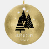 kerstbomen en Snowflakes Gold ID863 Keramisch Ornament (Achterkant)