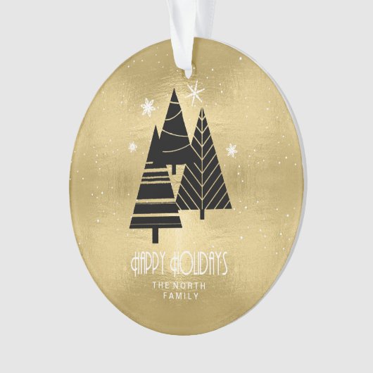 kerstbomen en Snowflakes Gold ID863 Ornament (voorkant)