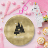 kerstbomen en Snowflakes Gold ID863 Papieren Bordje (Feest)
