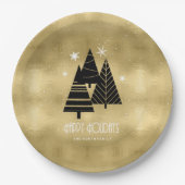 kerstbomen en Snowflakes Gold ID863 Papieren Bordje (Voorkant)