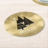 kerstbomen en Snowflakes Gold ID863 Ronde Kartonnen Onderzetter (Gebogen)