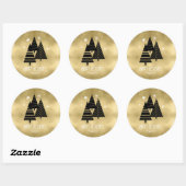 kerstbomen en Snowflakes Gold ID863 Ronde Sticker (Vel)