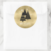 kerstbomen en Snowflakes Gold ID863 Ronde Sticker (Tas)