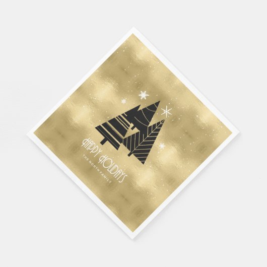kerstbomen en Snowflakes Gold ID863 Servet (Hoek)