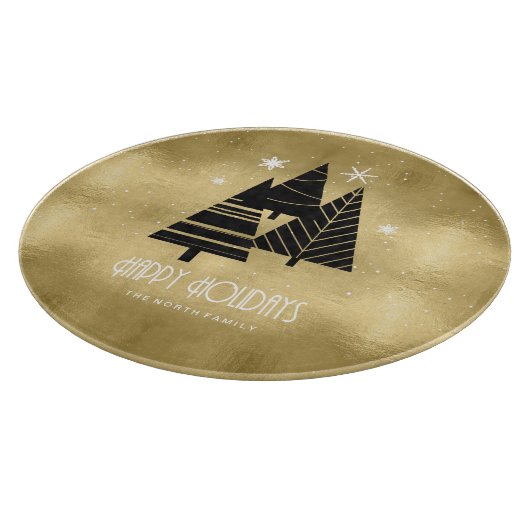 kerstbomen en Snowflakes Gold ID863 Snijplank (Hoek)