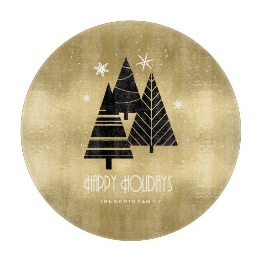 kerstbomen en Snowflakes Gold ID863 Snijplank (Voorkant)