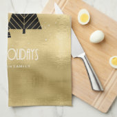 kerstbomen en Snowflakes Gold ID863 Theedoek (Quarter Fold)