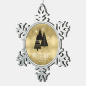 kerstbomen en Snowflakes Gold ID863 Tin Sneeuwvlok Ornament (Rechts)