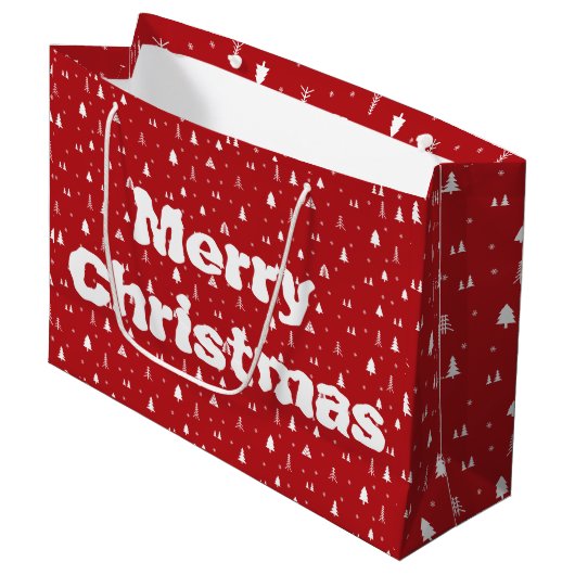 kerstbomen en Snowflakes Groot Cadeauzakje (Voorkant Gekanteld)
