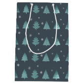 Kerstbomen en Snowflakes Patroon Blauwgroen ID863 Medium Cadeauzakje (Achterkant)