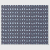 Kerstbomen en Snowflakes Patroonblauw ID863 Cadeaupapier (Vlak)