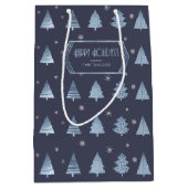 Kerstbomen en Snowflakes Patroonblauw ID863 Medium Cadeauzakje (Voorkant)