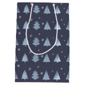 Kerstbomen en Snowflakes Patroonblauw ID863 Medium Cadeauzakje (Achterkant)