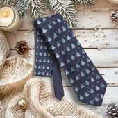 Kerstbomen en Snowflakes Patroonblauw ID863 Stropdas