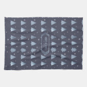 Kerstbomen en Snowflakes Patroonblauw ID863 Theedoek (Horizontaal)