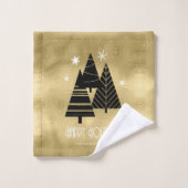 Kerstbomen en Snowflakes Pattern Gold ID863 Bad Handdoek (Wasdoekje)