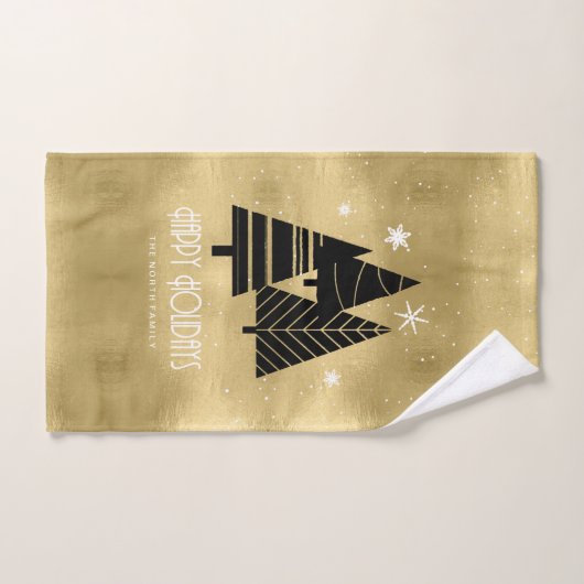 Kerstbomen en Snowflakes Pattern Gold ID863 Bad Handdoek (Handdoek)