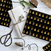 Kerstbomen en Snowflakes Pattern Gold ID863 Cadeaupapier