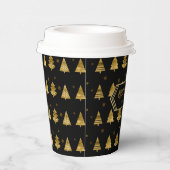 Kerstbomen en Snowflakes Pattern Gold ID863 Papieren Bekers (Rechts)